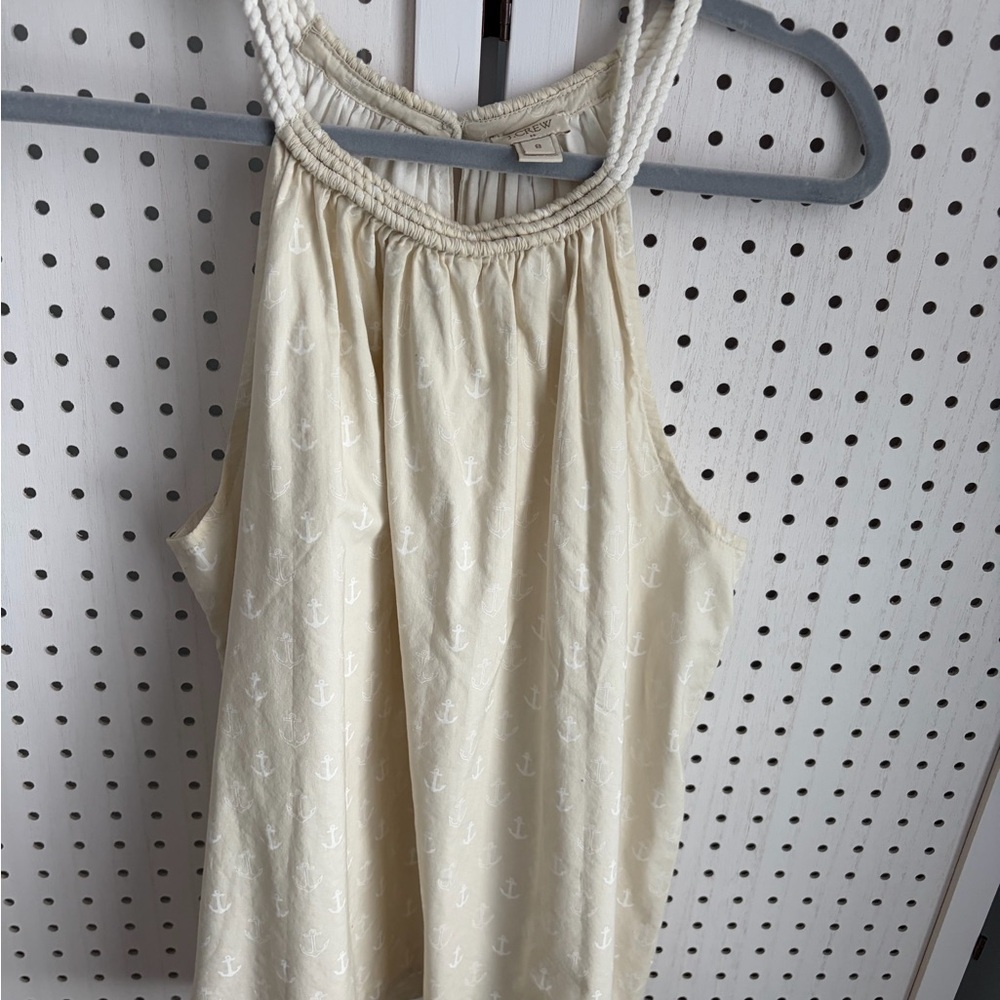 J. Crew Ivory Sleeveless halter with Nautical Design and Rope Style Neckline